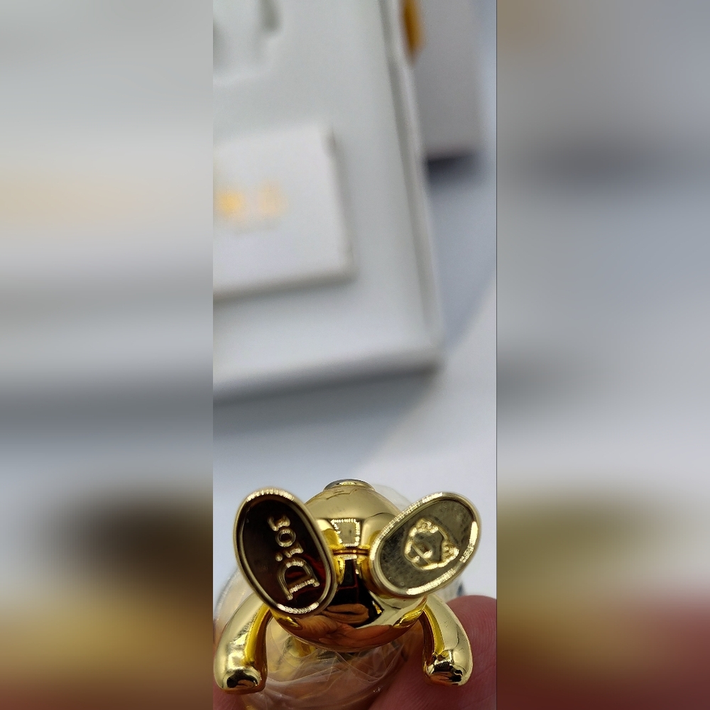 DIOR RARE Gold INLEX Robot Bear Keychain Asia-Exclusive Mid-Autumn Festival NWT - Picture 9 of 10